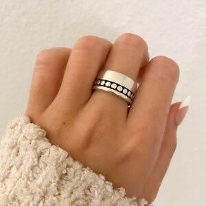 925 Sterling Silver Chunky Ring Vintage Ring Thick Wide Ring Band